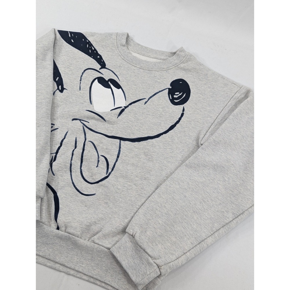 Disney Pluto Sweatshirt Adult Size XS Gray Heavyweight Big Print Vintage RARE